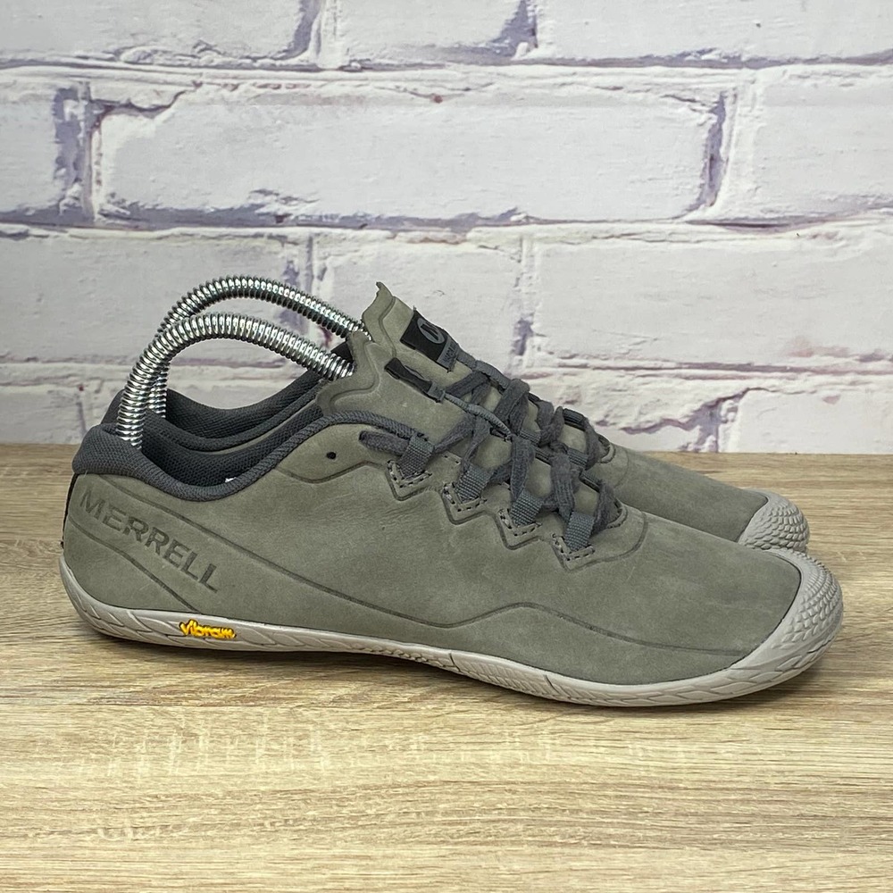 Merrell Vapor Glove 3 Luna Leather Gray Barefoot Running Shoes Women's Size 8